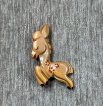 Vintage Bakelite Deer Fawn Brooch Pin Whimsical Kitsch Painted Flowers J... - $247.49