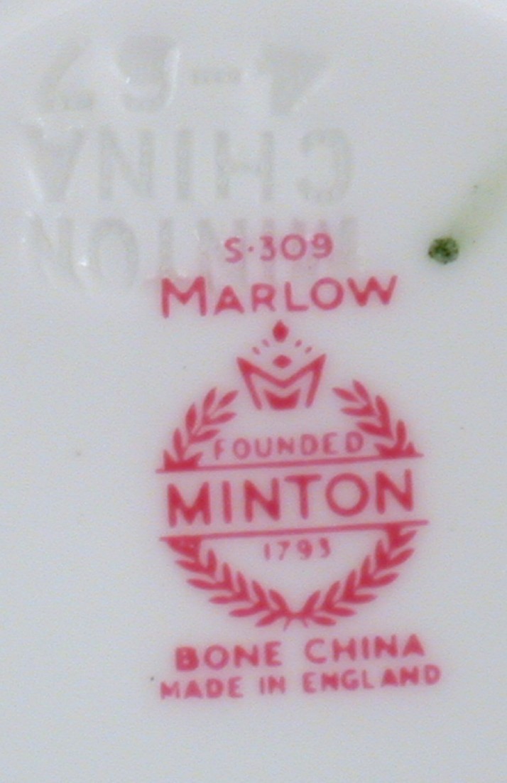 Minton Marlow Orphan Saucer Floral w Gold Rim S309 Wreath Mark Item image 2