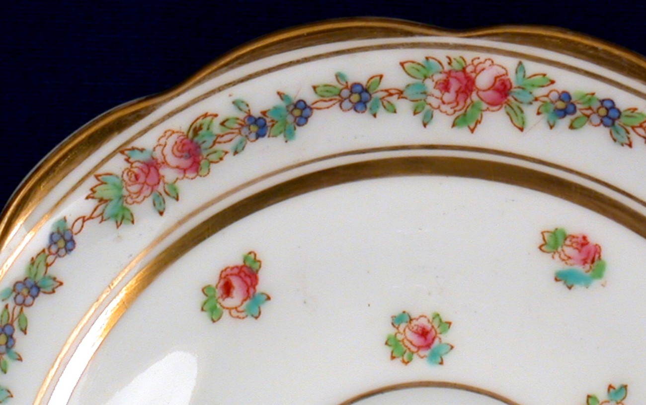 George Jones & Sons 3 Saucers w Pink Roses w Gold Trim Ovington Bros 17885 Item image 2