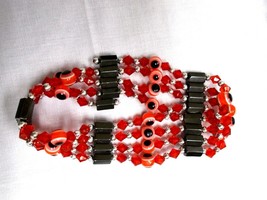 33&quot; RED EVIL EYE &amp; MAGNETIC HEMATITE BEADED STRAND WRAP BRACELET OR NECK... - €6,04 EUR