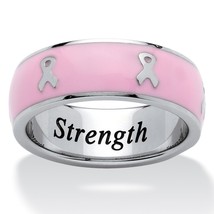 Breast Cancer Awareness Pink Ribbon Stainless Steel Ring Size 5 6 7 8 9 10 - $94.99