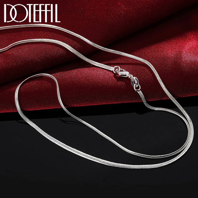DOTEFFIL 925  Silver 16/18/20/22/24/26/28/30 Inch 2mm Flat  Chain Neck For Women - £89.75 GBP