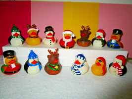 13 Vintage Christmas Character Mini Rubber Ducks, Retired, Avg. 2.5&quot; tall - £12.76 GBP
