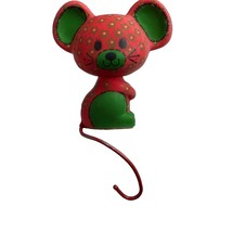 Vintage Hallmark 1977 CALICO Mouse Flowers Red Green Yellow Stocking Holder - $14.50