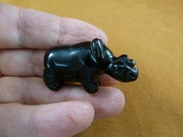 (Y-RHI-558) Black Onyx RHINO rhinoceros gemstone FIGURINE carving love r... - $14.01