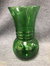 Anchor Hocking Dark Green Vase Vintage 6 3/8” Tall 3 Ring 3 1/8” Diameter - £6.31 GBP