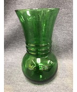 Anchor Hocking Dark Green Vase Vintage 6 3/8” Tall 3 Ring 3 1/8” Diameter - $7.92