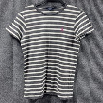 Ralph Lauren Sport Shirt Womens Large Black Stripe Short Sleeve Pullover... - $17.85