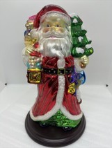 2003 Thomas Pacconi Blown Glass Santa Figurine Christmas Glitter Bag Toys 11” - £29.85 GBP