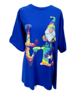 Gnome Blue T Shirt With Tie Dye by Port &amp; Company Love Womens Unisex Siz... - $14.99
