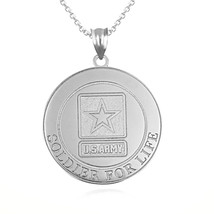 925 Sterling Silver United States Army Soldier For Life Badge Pendant Necklace - £26.59 GBP+