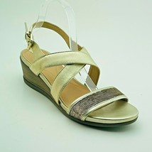 GEOX Respira Womens Shoes Size 11M Gold Leather Heels Sandals NWOB - $44.99