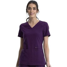 Iflex Scrubs for Women V-Neck Top with Stretchy Knit Side Panels Small Eggplant - £23.70 GBP