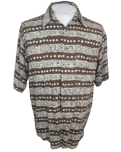 Untied Vintage Men Hawaiian camp shirt p2p 23 M aloha luau tropical rayon stripe - £19.77 GBP