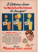 1940&#39;s Florida orange juices wake up brand new enthusiasm print ad fc2 - £11.36 GBP