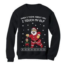 Tstars Unisex S &quot;When I Think About You I Touch My Elf&quot; Sweater Black - $16.82