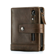 Short Casual Wallet with Coin Pocket RFID Blocking Genuine Leather Credit Card H - £80.20 GBP