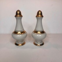 Vintage White &amp; Gold Trim Salt &amp; Pepper Shakers Japan Ardco Fine Quality... - $21.46