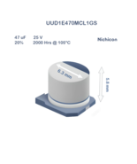 10X UUD1E470MCL1GS Nichicon 47uF 25V 6.3x5.8 Aluminum Electrolytic Capac... - $71.78 MXN