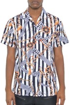 Mens Gold Chain Status Print Button Down Shirt - €22,41 EUR