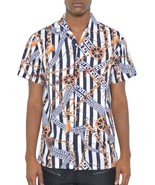 Mens Gold Chain Status Print Button Down Shirt - €22,41 EUR