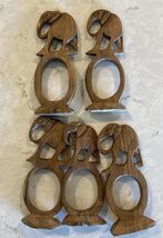 5 Vintage Hand-carved Wooden teak Elephant Animal Napkin Rings mcm - €10,26 EUR