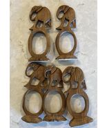 5 Vintage Hand-carved Wooden teak Elephant Animal Napkin Rings mcm - $217.95 MXN