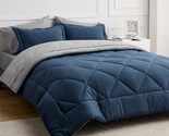 Navy Full Size Bed In A Bag - 7 Pieces Reversible Comforter Set Full Bed... - $114.99