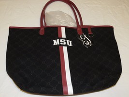 MSU Mississippi State Canvas Tote book travel Bag Purse by Sara. NCAA Licensed - £18.09 GBP