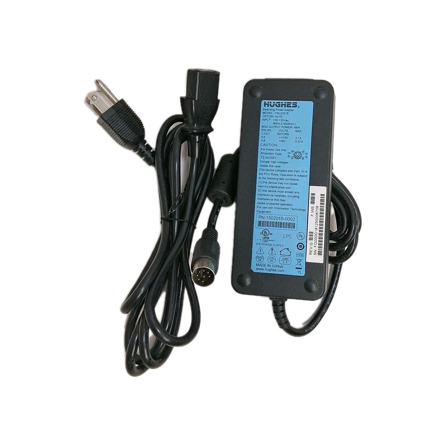 Hughes Switching Power Adapter Model YM-2051B 46W 13.5v 21.A 48v .37A 6.... - $14.84