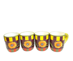 4 Dotti Potts Sandra Silberman Bee Sun Flower Checkered Coffee Cups Mugs... - £31.42 GBP
