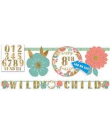 BOHO Wild Child Jumbo Add an Age Happy Birthday Banner 10 Foot New - $182.52 MXN