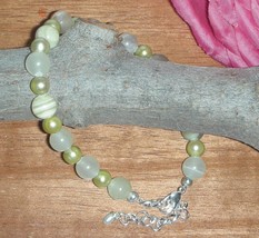 GENUINE WHITE ONYX  AND FRESH WATER PEARLS BEADS BRACELET - £14.94 GBP