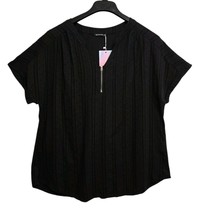 BloomChic Top Womens Size 18 Black Quarter  Zip Cuffed Dolman Sleeve Shi... - $13.86