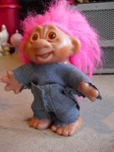 Vintage 1986 DAM Marked Plastic with Pink Hair Troll Doll 4 1/2&quot; Tall - £26.59 GBP