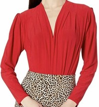 NWOT ASTR the label Women&#39;s Maia Jersey Stretch Bodysuit Top Vibrant Red... - $24.74