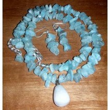 Gorgeous Genuine Aquamarine Stone Beads Necklace Sold - $33.99
