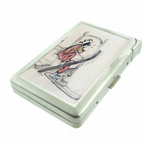 Vintage Skiing D36 100&#39;s Size Cigarette Case with Built in Lighter Wallet Skiers - £17.09 GBP