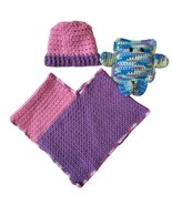 Crocheted Baby Cape Hat Stuffed Animal Grannycore Shower Gift Handmade Pink - £17.44 GBP