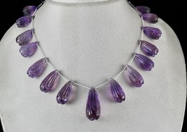 Natural Amethyst Carved Tear Drops 15 Pcs 454 Carats Gemstone Fashion Necklace - $1,187.50