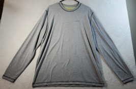 Orvis T Shirt Men Size Large Gray Knit Polyester Long Sleeve Crew Neck Logo Slit - £16.57 GBP