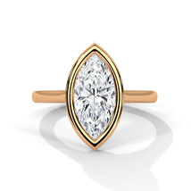 Solitaire Bezel 2ct Marquise Moissanite Diamond Engagement Ring - $650.00