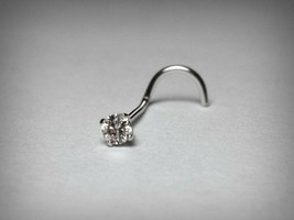 2.5mm Diamant Rond Solitaire Nez Clou Anneau Piercing 14K Blanc or Sur - £9.98 GBP