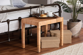 Enzo Natural Rattan and Mahogany Wood Short Accent Bench - $178.00