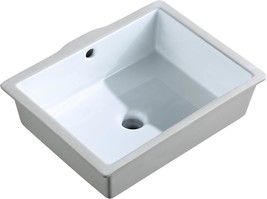 17&quot; Undermount Bathroom Sink Rectangle, Small Ceramic Under Counter, White - $90.99