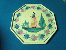 HB HENRIOT QUIMPER France 8 Sides Trivet SHE Decor 8 1/4&quot; c1980s - $1,397.87 MXN