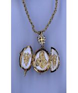 Religioso Uovo Ciondolo W/Trasparente Cristallo Croce, Bianco Main Con D... - $899.59 MXN