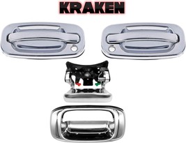 Chrome Door Handles For Chevy Silverado GMC Sierra 1999-2005 With Tailgate 2 Dr - £92.17 GBP