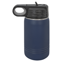 Navy Blue 12oz Dbl. Wall Insulated Stainless Steel Sport Bottle  Flip Top Straw - £14.07 GBP