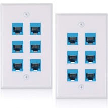 2 Pieces 6 Port Ethernet Wall Plate, Rj45 Cat6 Female To Female Jack Inl... - $24.99